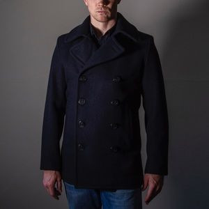 Like New Men’s Schott NYC Navy Slim Fit Peacoat